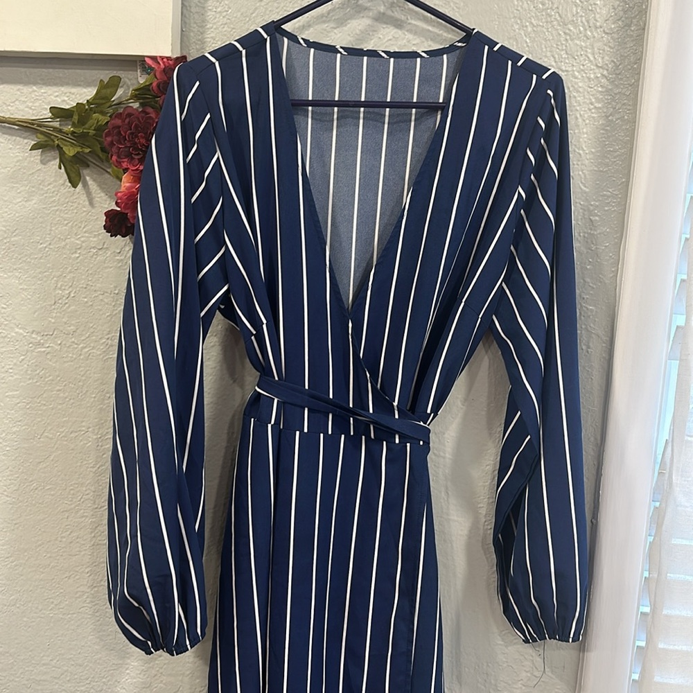 Striped wrap dress